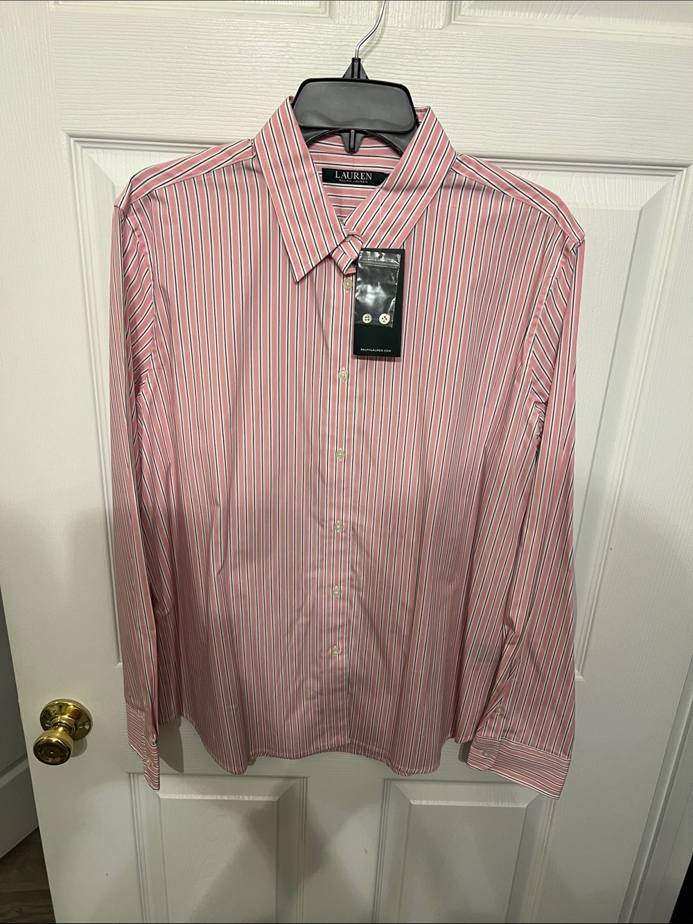 Ralph Lauren Pink and White Striped Button-Down Shirt
